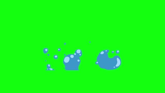 Looping water element Handdrawn on a green screen. 4K quality