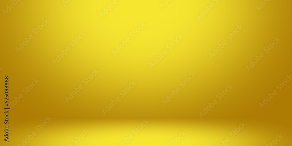 Poster blank yellow display on vivid summer background with minimal style. blank stand for showing product