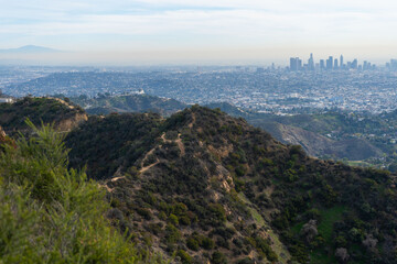 Views from hiking in the Santa Monica mountains of the city of Los Angeles and the Pacific Ocean...