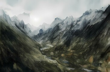 Mountains created with generative ai technology
