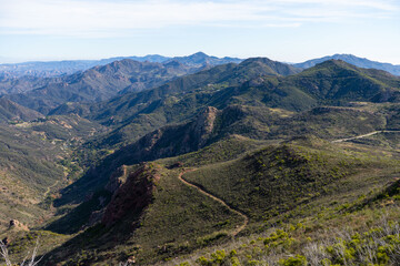 Views hiking to the peak of Sandstone Mountain, the tallest peak in the Santa Monica Mountain Range.