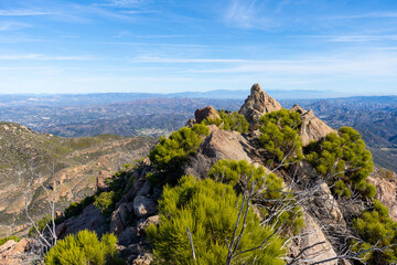 Views hiking to the peak of Sandstone Mountain, the tallest peak in the Santa Monica Mountain Range.