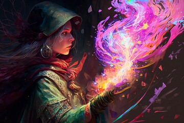 A witch using magical spell