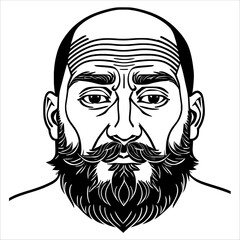 A Man with a Magnificent Mustache and Beard - Showing His Pride and Confidence.
