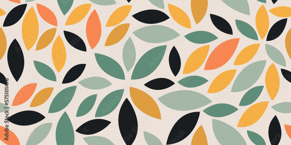 Aufkleber White petals on a white background. Seamless pattern for print and interior design. Vector seamless petals pattern.