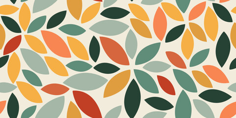 Colorful petals on a white background. Seamless pattern for print and interior design.