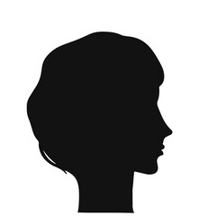 stylized woman head profile portrait, silhouette
