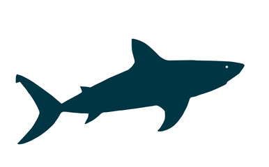 the shark, blue on white silhouette