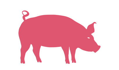 pink meaty pig, icon silhouette
