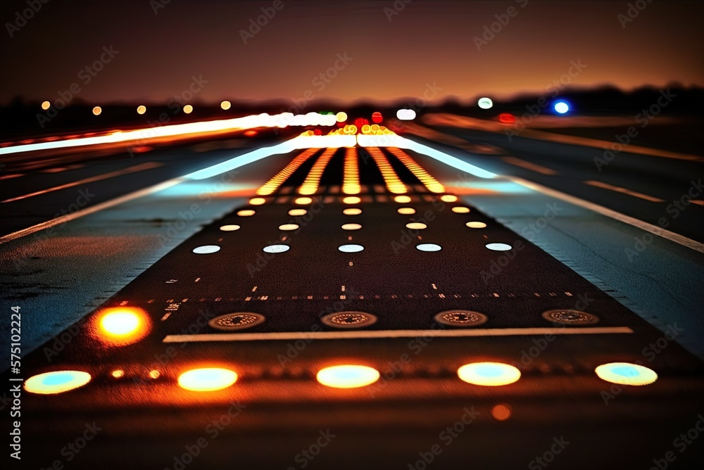 Poster the placement of airfield lights in relation to an airliner's glide path guidance system in relation