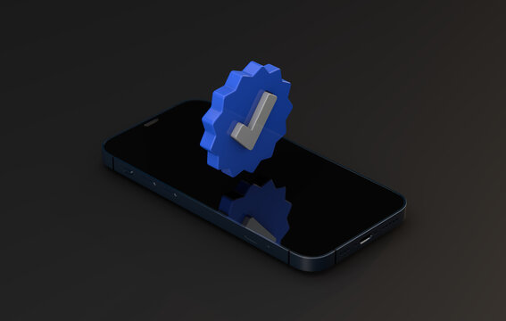 iPhone 14 pro max and verify check blue icon