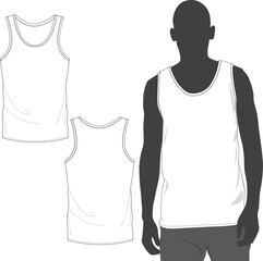 Tank top flat sketch model mockup template technical CAD illustration