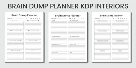 Brain Dump Planner 2023-2024 KDP interior designs