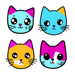 Fototapeta premium collection cute cat head cartoon logo mascot vector illustration for pet shop animal care design