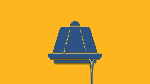 Blue Pudding custard with caramel glaze icon isolated on orange background. 4K Video motion graphic animation