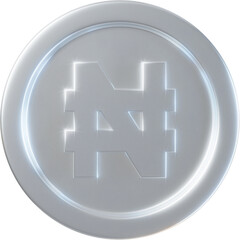 Silver Nigerian naira coin 3d render illustration