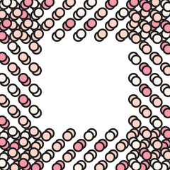 Pink and cream circle dots frame. Vector illustration.	
