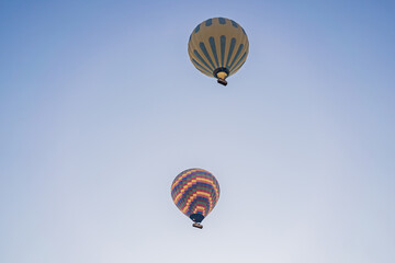 Fototapeta premium Beautiful hot air balloons over blue sky