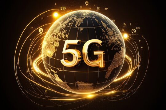  Global 5g high speed internet connection concept. Worldwide global information network. Modern technology and innovation. Generative AI 