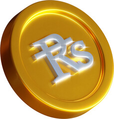 Golden Nepal rupee coin 3d render illustration