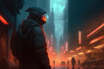 Fototapeta premium living in a world where the government is controlled by powerful corporations, and the rich and powerful are above the law digital art poster AI generation.