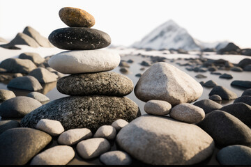 Fototapeta na wymiar zen stones in winter landscape
