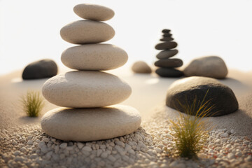 Fototapeta na wymiar zen stones in the sand