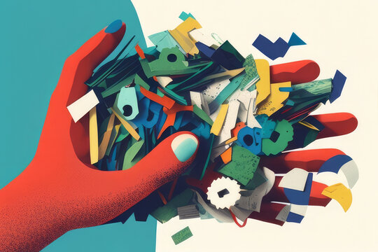 close-up of person's hands, sorting through recyclable materials The image represents the power of individual action to make difference in the face of environmental challenges AI generation.