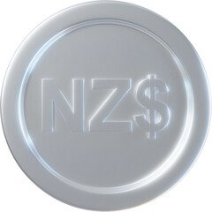 Silver New Zealand Dollar coin 3d render illustration