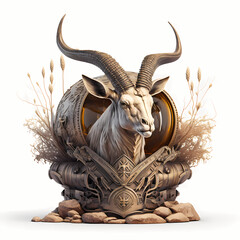 Winner trophy cup with Deer Character Design isolated on white background. 3d rendering.Generative AI