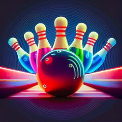 Bowling, ball and pins