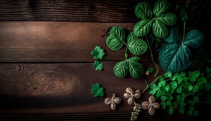 St Patrick's day theme holiday background with copy space, generative ai