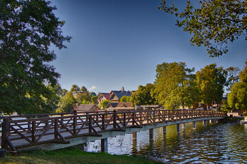 Trakai. Trakai island castle. The bridge that leads to the island.