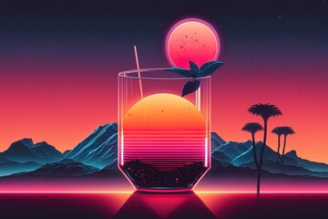 Synthwave Sunrise - Retro Futurism Cocktail Generative AI