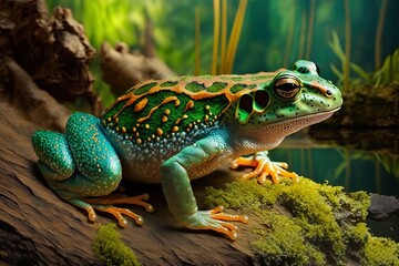 The Enchanted Emerald-Flecked Frog of the Nile Generative AI