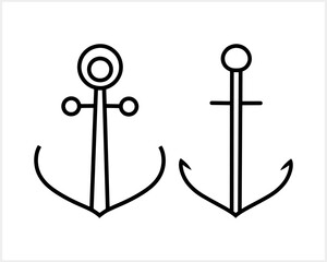Sketch doodle anchor clipart isolated. Sea symbol Vector stock illustration. EPS 10