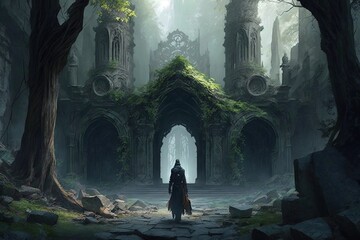 The Hallowed Grounds of the Enlightened Few: A Journey to a Fantasy Monastery Generative AI