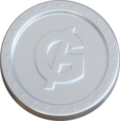 Silver Paraguayan guarani coin 3d render illustration