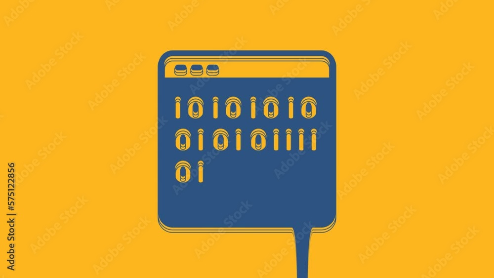 Aufkleber blue binary code icon isolated on orange background. 4k video motion graphic animation