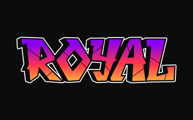 Royal word trippy psychedelic graffiti style letters.Vector hand drawn doodle cartoon logo Royal illustration. Funny cool trippy letters, fashion, graffiti style print for t-shirt, poster concept