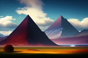 Obraz na płótnie Canvas egypt, pyramid, sunset, sky, desert, vector, landscape, sun, tent, illustration, travel, nature, sand, pyramids, water, egyptian, tourism, sea, mountain, camping, abstract, giza, orange, ancient, red