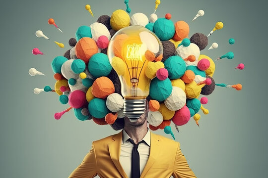 Professional Development through Brainstorming: Artistic Collage Depicting Innovative Business Ideas. Generative AI