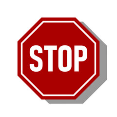 Stop Sign with an Octagonal Shape Icon and 3D Style Shadow Effect. Vector image.