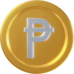 Golden Peseta coin 3d render illustration