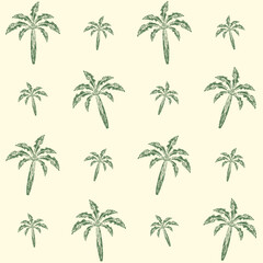 Palm tree Seamless pattern Vintage illustration Grunge texture Vector illustration Isolated on beige  background