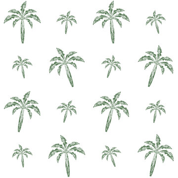 Palm tree Seamless pattern Vintage illustration Grunge texture