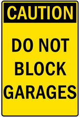 Garage sign and labels do not block garage