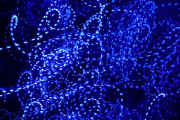 Dark blue background texture for text and design. Bokeh lights in the dark. light effect
