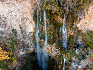 Fototapeta premium Aerial Autumn view of Polska Skakavitsa waterfall, Bulgaria