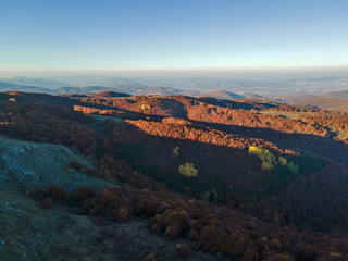 Fototapeta na wymiar Aerial view of Konyavska mountain near Viden Peak, Bulgaria